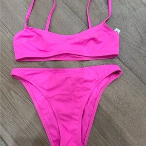 SOLID & STRIPED Bright Pink Bikini Top